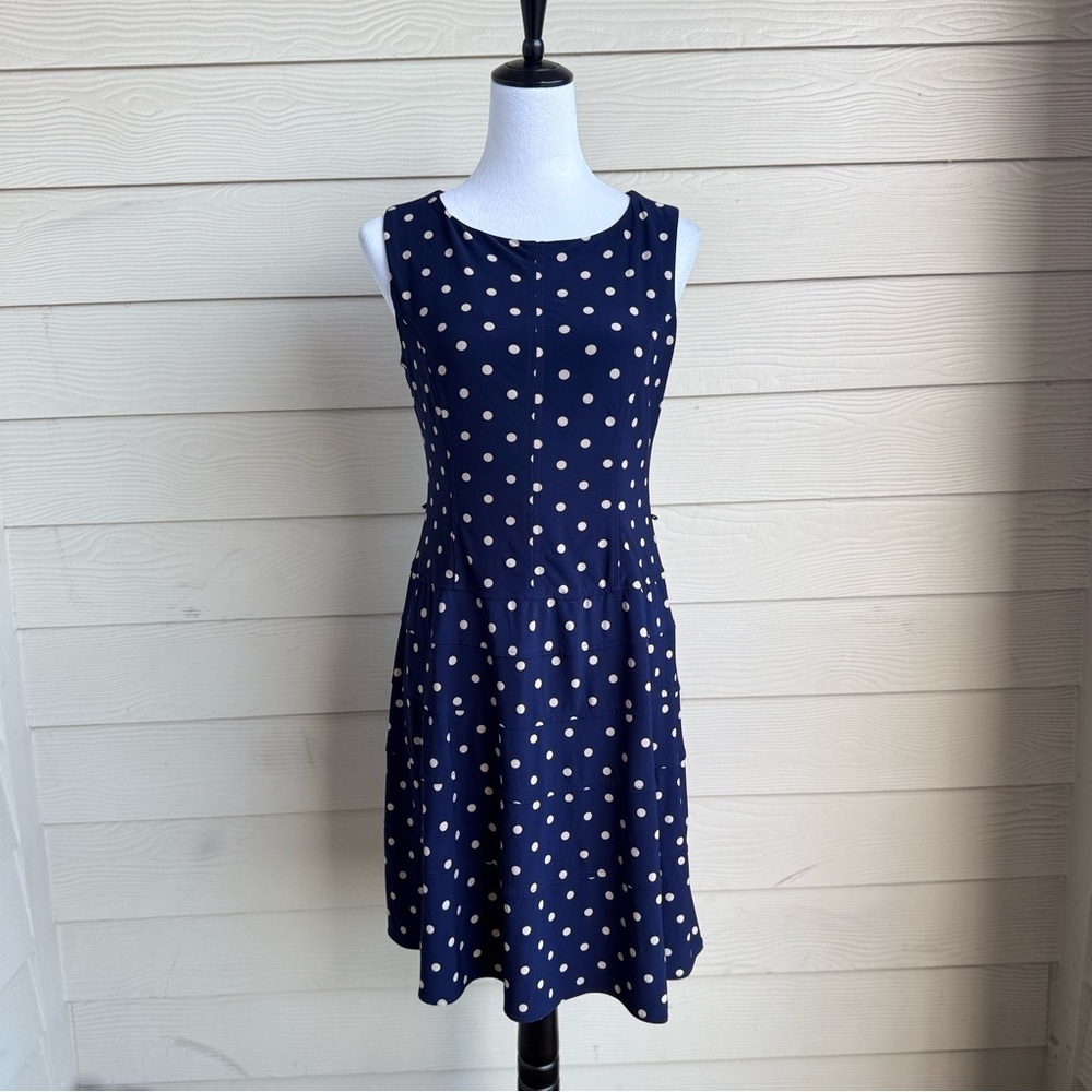 Tommy Hilfiger Navy Polka Dot Sleeveless‎ Dress | Retro Fit & Flare